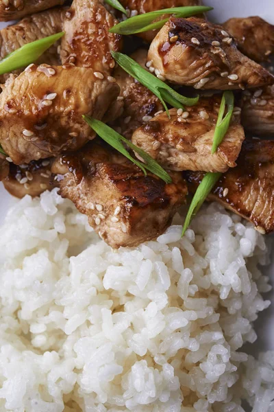 Kip en rijst in Aziatische stijl — Stockfoto