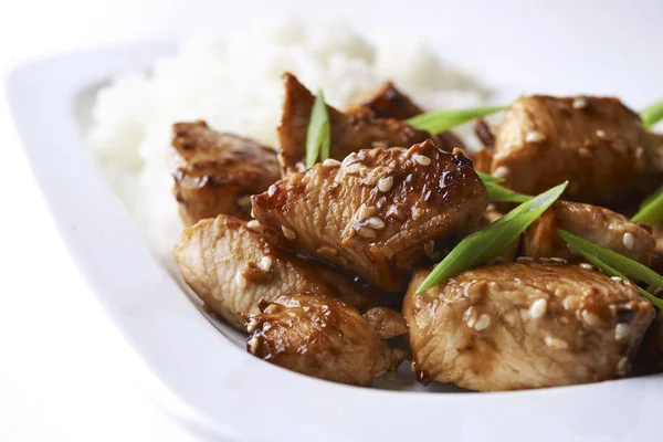 Ayam dan nasi dalam gaya asia — Stok Foto