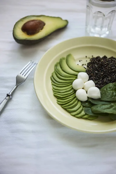 healthy dinner with cheese and quinoa