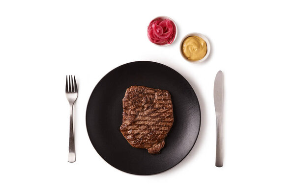 fried rump steak isolated on white background