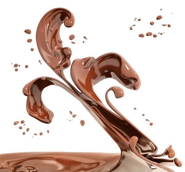 Splash Chocolate Aislado Fondo Abstracto Representación —  Fotos de Stock