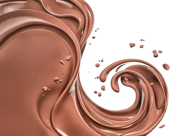 Splash Chocolat Isolé Fond Abstrait Rendu — Photo