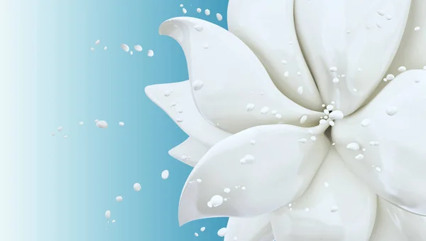 Splash milk and flower abstract background isolated 3d rendering