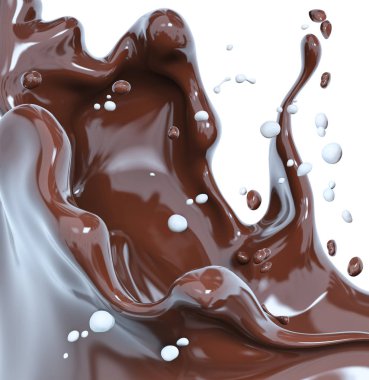 Splash çikolata arka plan 3d render izole
