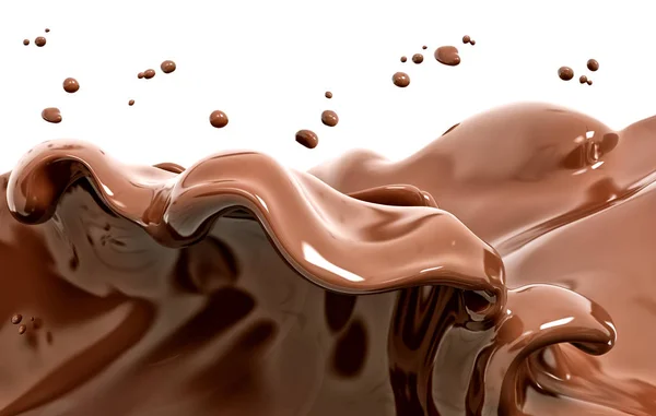 Splash Chocolade Geïsoleerd Abstracte Achtergrond Rendering — Stockfoto