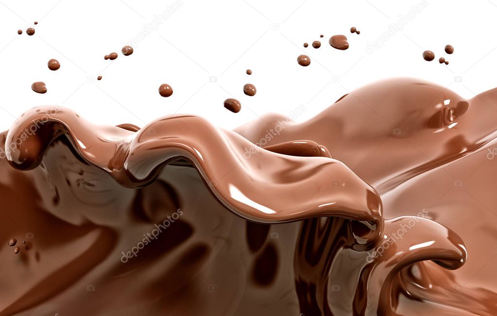 Splash chocolate isolated abstract background 3d rendering