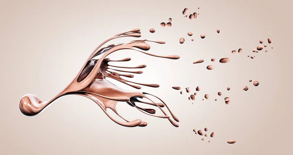 Splashing chocolate blob abstract background, isolated 3d rendering