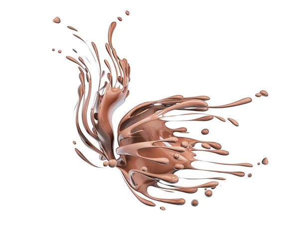 Vlinder Gemaakt Van Spatten Chocolade Abstracte Achtergrond Geïsoleerde Rendering — Stockfoto