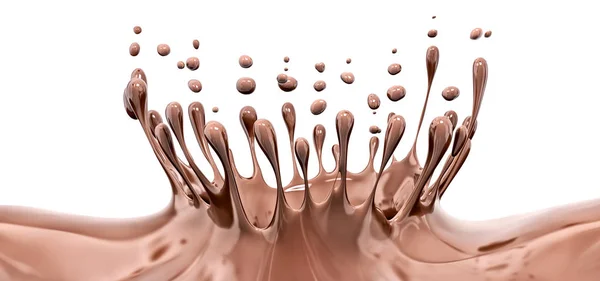 Splashing Chocolate Abstract Background Isolated Rendering — Stock Photo, Image