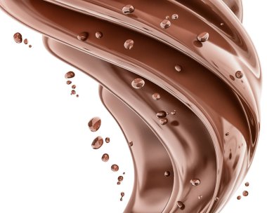 Splash çikolata arka plan 3d render izole