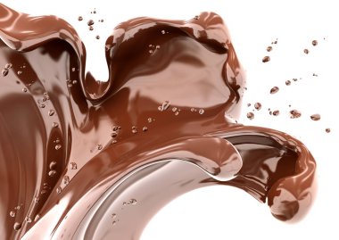 Çikolata arka plan, izole 3d render sıçramasına
