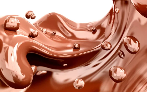Éclaboussures Chocolat Fond Abstrait Rendu Isolé — Photo