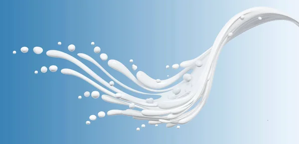 Βουτιά Του Γάλακτος Πάνω Από Μπλε Φόντο Απομονωμένες Rendering — Φωτογραφία Αρχείου