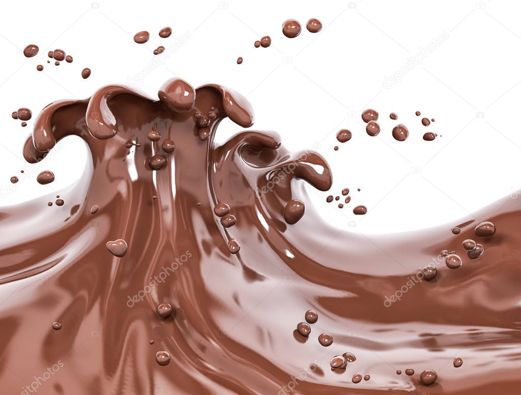 Splash chocolate isolated abstract background 3d rendering
