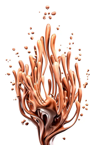 Coffee or hot dark chocolate dynamic splashing, liquid splash, 3 — Stock Photo, Image