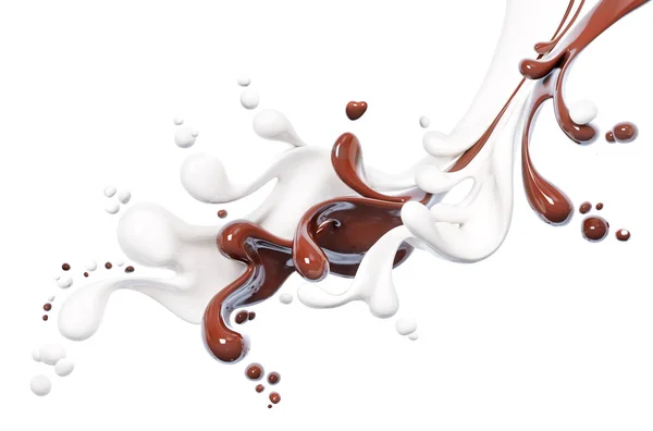 Splash Van Warme Chocolademelk Melk Abstracte Achtergrond Geïsoleerd Van Rendering — Stockfoto