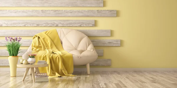 Inredningsdesign av modernt vardagsrum med soffa och soffbord — Stockfoto