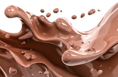  Splash çikolata izole illüstrasyon 3d render
