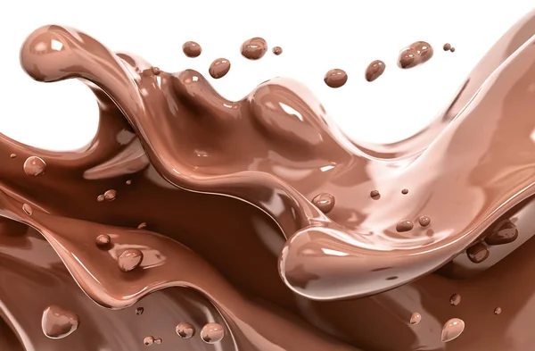 Splash chocolat isolé illustration rendu 3d — Photo