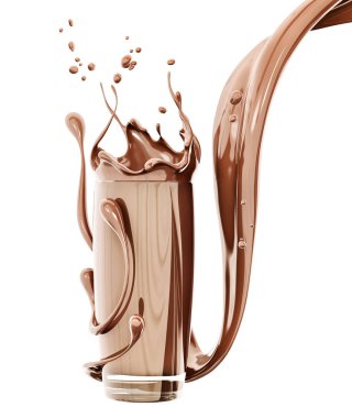 Cam, 3d render çikolata sıçrama