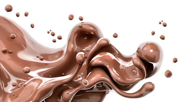 Splash de chocolate abstrato fundo 3d renderização — Fotografia de Stock