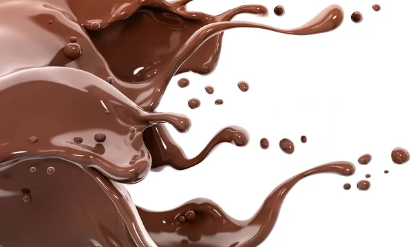 Splash van chocolade abstracte achtergrond 3D rendering — Stockfoto