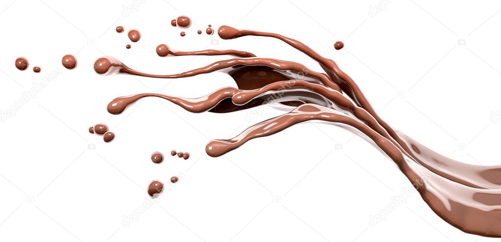 Splashing chocolate abstract background, 3d rendering 