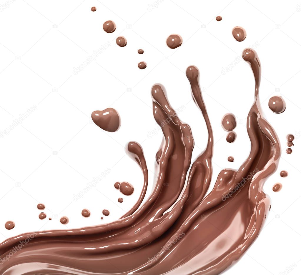Splash of chocolate abstract background, 3d rendering