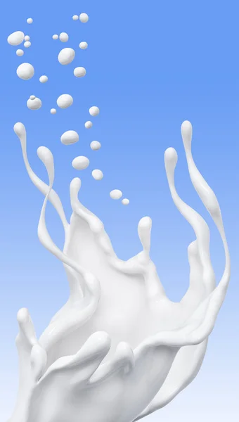 Éclaboussure de lait fond abstrait, rendu 3d — Photo