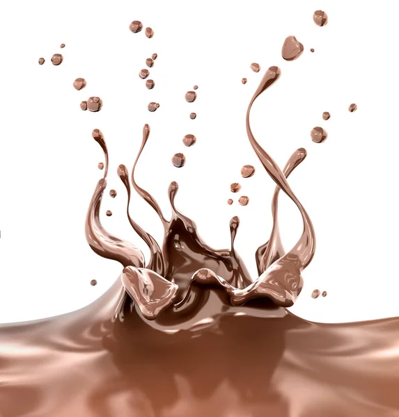 Éclaboussure de fond abstrait chocolat, rendu 3d — Photo