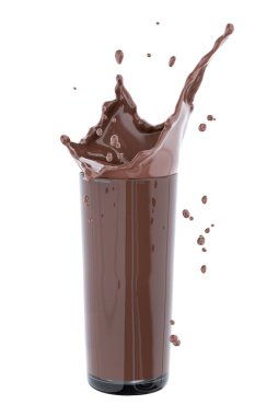 Çikolata splash illüstrasyon, cam, gıda ve içecek 3d render izole soyut girdap arka plan,