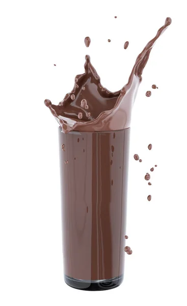 Çikolata splash illüstrasyon, cam, gıda ve içecek 3d render izole soyut girdap arka plan,