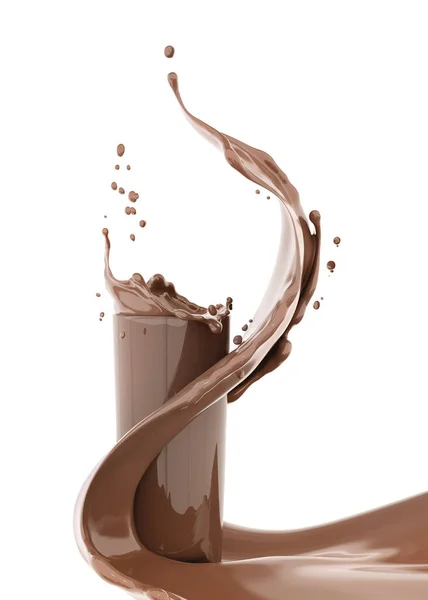 Čokoládové Stříkance Skle Jídlo Pití Ilustrace Abstraktní Vlna Čokoládové Pozadí — Stock fotografie