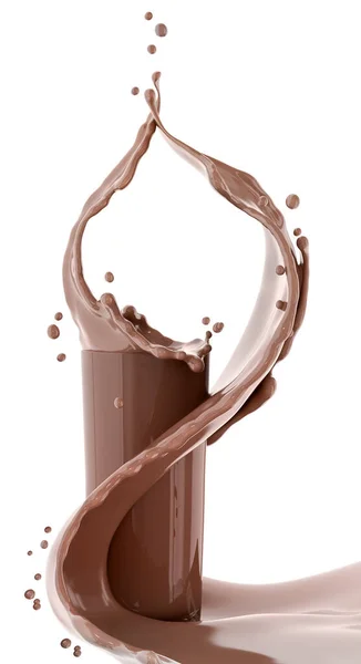 Chocolate Plusk Szkle Jedzenie Picie Ilustracji Abstrakcyjne Tło Izolowane Renderowania — Zdjęcie stockowe