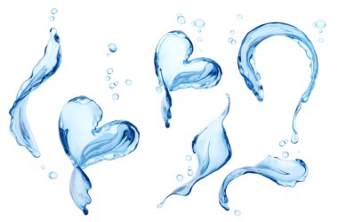 Su sıçramasını soyut arkaplan olarak ayarla, izole edilmiş 3d görüntüleme 