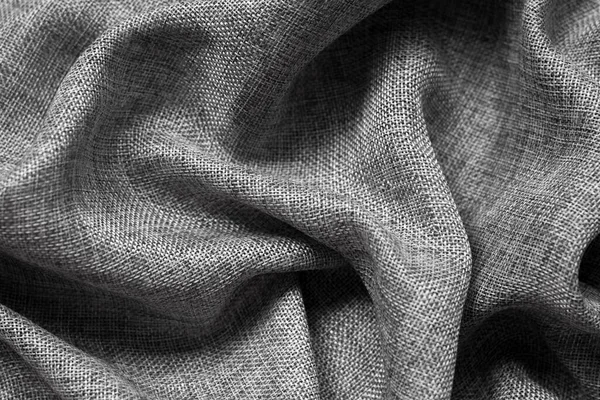Tessuto grigio con pieghe. Tessuto di cotone sfondo. — Foto Stock