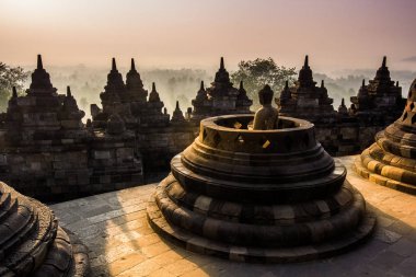 Borobudur Temple at twilight time, Yogyakarta, Java, Indonesia.
