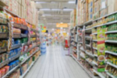 mağaza, Market Raf hem de arka plan bulanık yan