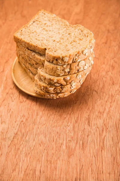 Whole Wheat Bread Bio Ingredients Very Healthy Wood Table — Stock Photo, Image