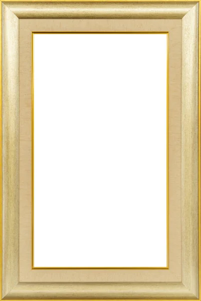 Gouden Vintage Houten Frame Geïsoleerd Witte Achtergrond — Stockfoto