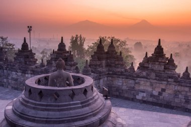 Borobudur Temple at twilight time, Yogyakarta, Java, Indonesia.