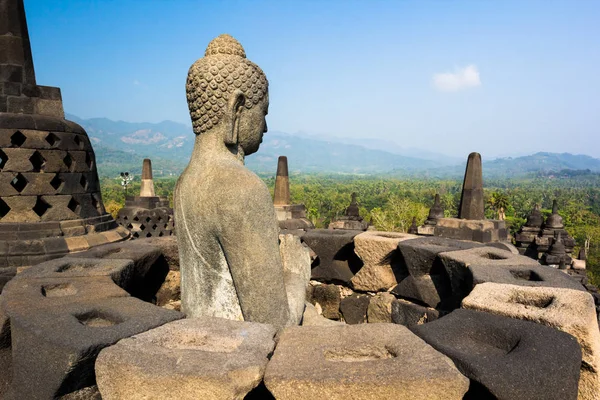 Templo Borobudur Durante Dia Yogyakarta Java Indonésia — Fotografia de Stock