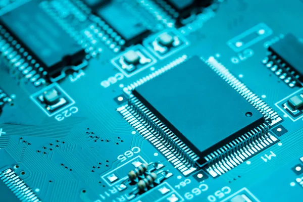 Closeup Electronic Circuit Board Processor — Stock Photo, Image