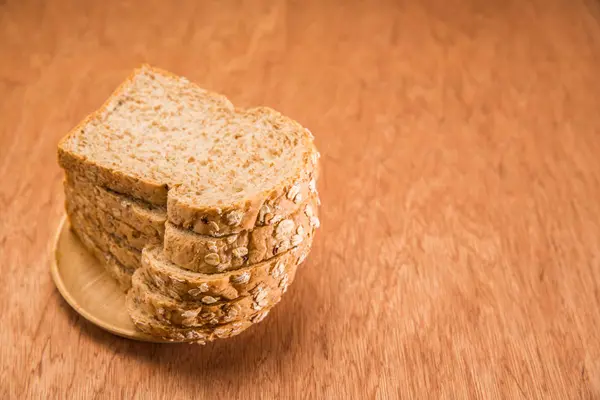 Whole Wheat Bread Bio Ingredients Very Healthy Wood Table — Stock Photo, Image