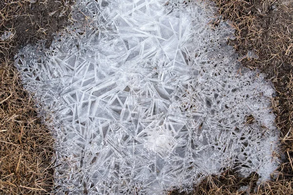 Texture of snow and ice flake from frozen place in nature at Zero-Point, fog and mist weather day time, Sikkim, North India