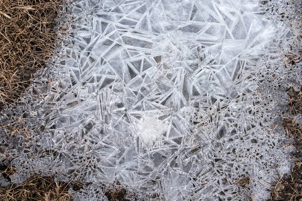 Kar Buz Pul Sıfır Noktası Sis Buğu Doğada Donmuş Yerden — Stok fotoğraf