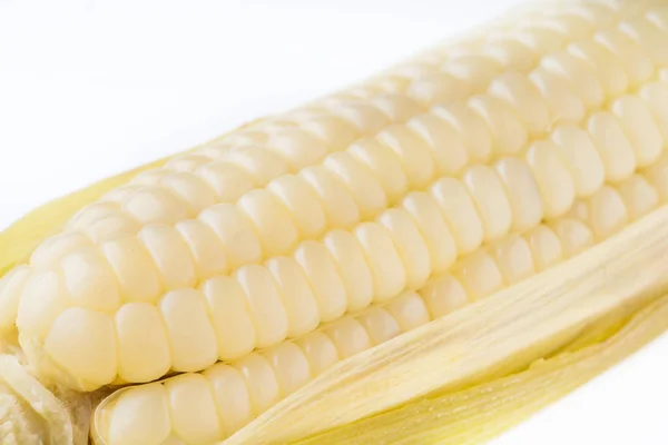 white corn isolated on white background, macro shot
