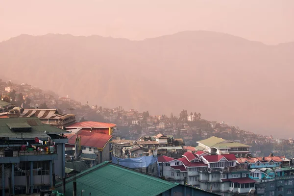 Hora Mañana Darjeeling Vista Ciudad Desde Vista Ángulo Alto Bengala — Foto de Stock