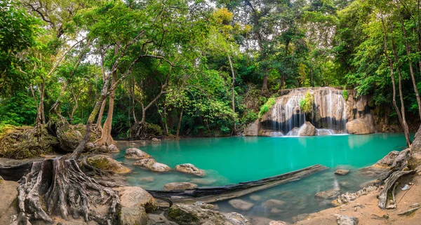 Waterfall Thaiföld Név Erawan Erdei Környezetben Nagy — Stock Fotó