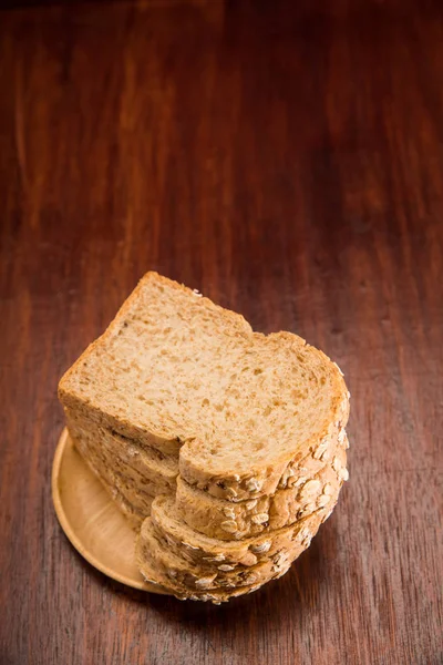 Whole Wheat Bread Bio Ingredients Very Healthy Wood Table — Stock Photo, Image